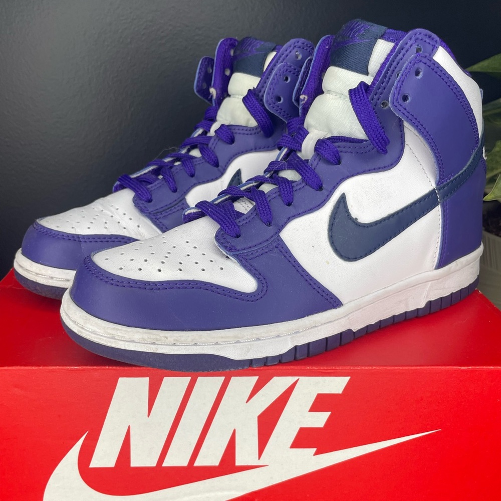 Nike High Top Dunks in Purple and White